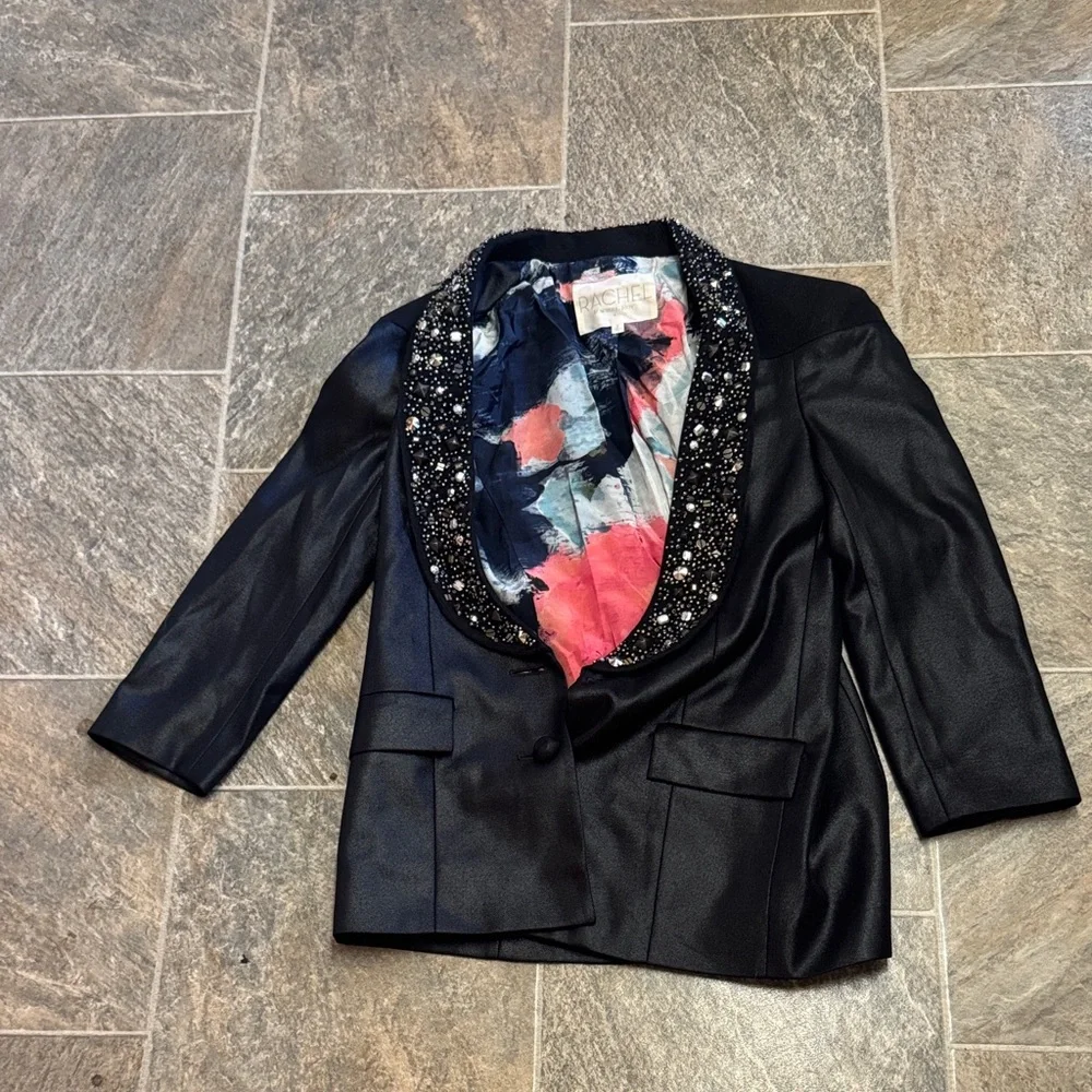 RACHEL Rachel Roy Black Blazer with Embellished Collar - Picture 1 of 1